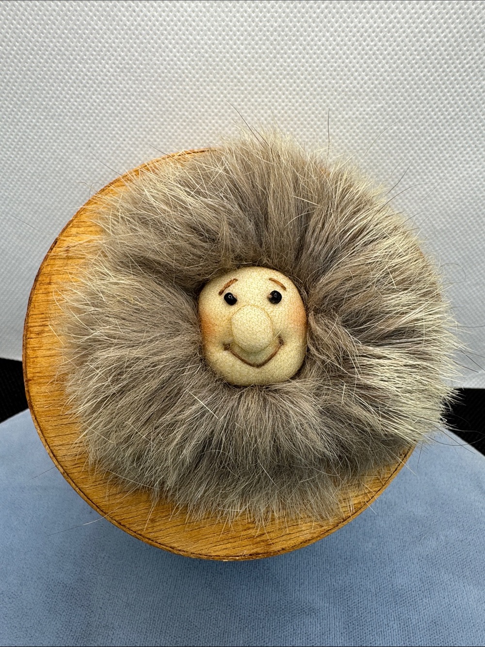 Fur Face Trinket Wooden Box - Faux Fur